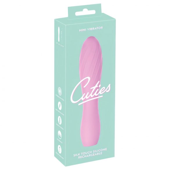 Cuties Mini 3 - vibrator cu acumulator, rezistent la apă, cu nervuri (roz)