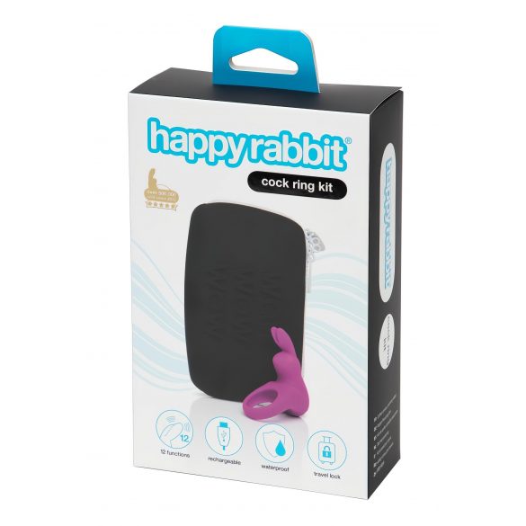 Kit Happyrabbit pentru penis cu inel vibratoriu și husă de depozitare (mov) 