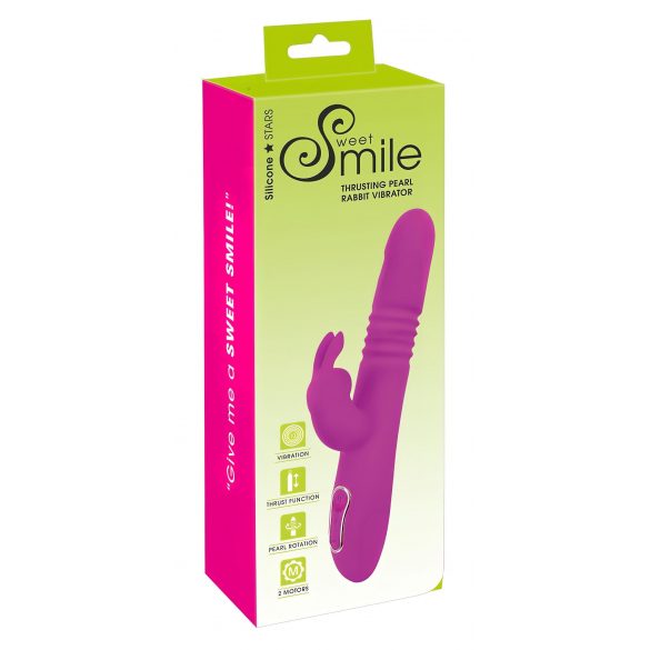 SMILE Rabbit - vibrator cu mișcare de învârtire, alimentat la baterie (roz) 