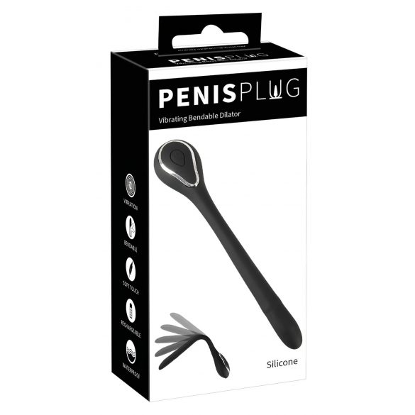 Dilatator pentru penis - vibrator uretral cu baterie (0,6-1,1cm) - negru 