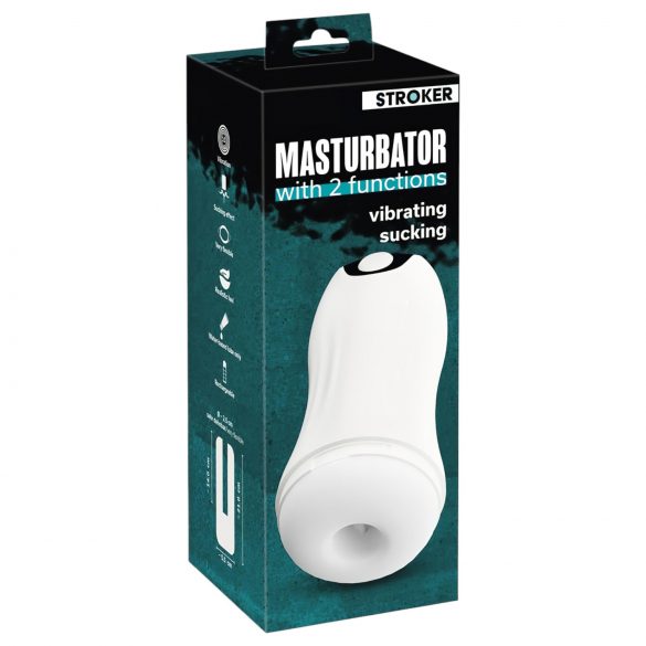 STROKER - masturbator cu acumulator, suge și vibrează (alb) 