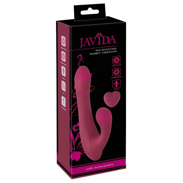 Vibrator rotativ cu radio și stimulator clitoridian Javida (roșu) 