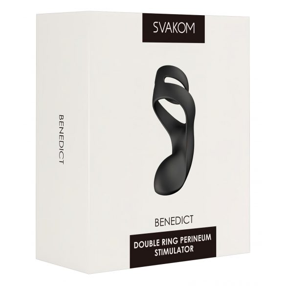 Svakom Benedict - inel vibrator pentru penis cu stimulare perineală (negru) 