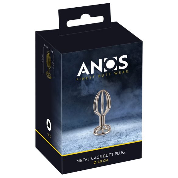 Dildo anal de oțel cu cușcă ANOS (2,8cm) - argintiu 