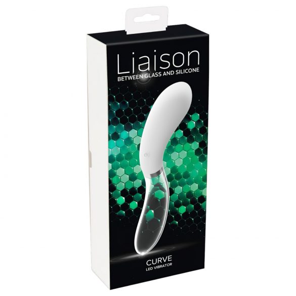 Vibrator Liaison Curve cu acumulator și LED (transparent-alb) 