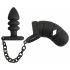 Cage de penis din silicon Black Velvet cu dildo anal (negru) 