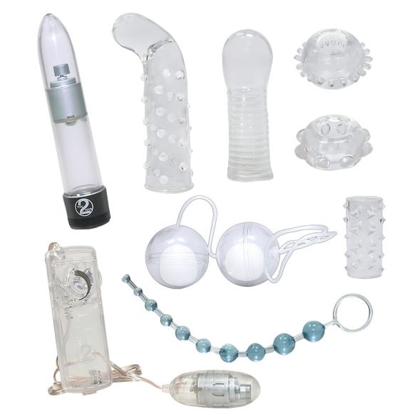 Set vibrator transparent - 9 piese 