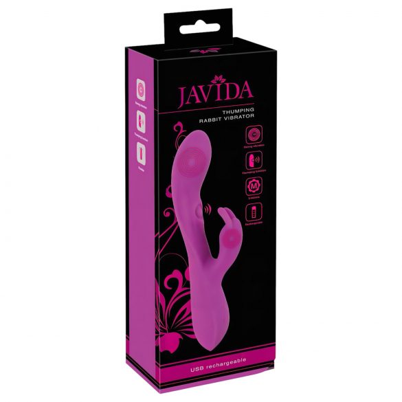 Vibrator Javida Thumping Rabbit cu 3 motoare și stimulator clitoridian - violet 