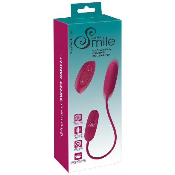 Ou Duo Vibrator Smile Love - cu acumulator, impermeabil și radio (mov) 