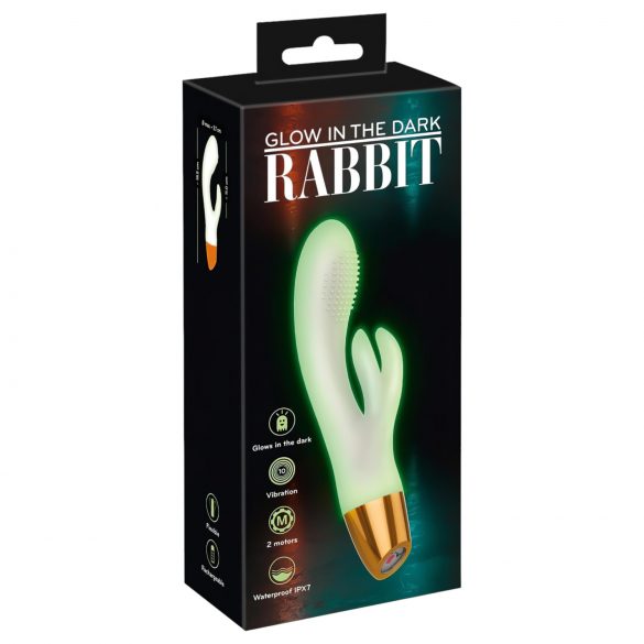 You2Toys Vibrator cu clitoris în lumină fosforescentă (alb) 