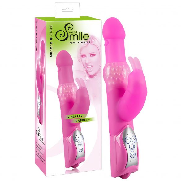 Vibrator cu bile Pearls Rabbit - roz 