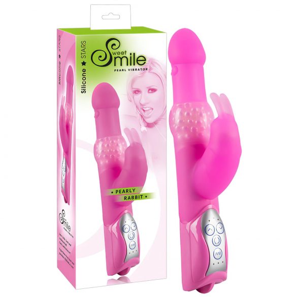 Vibrator cu bile Pearls Rabbit - roz 