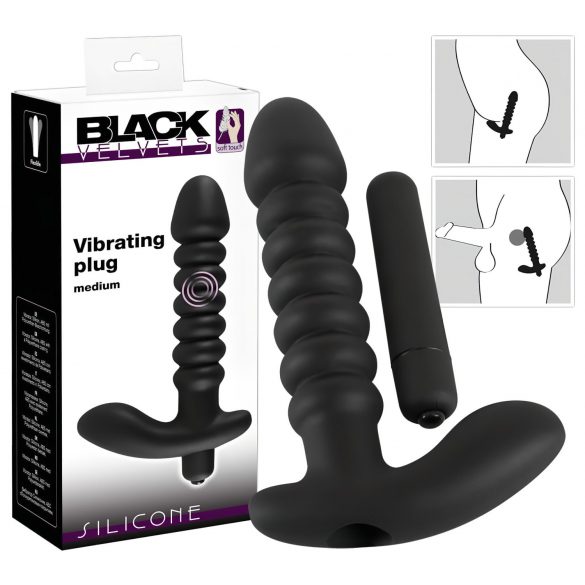 Vibrator Black Velvet cu pliuri - mediu (negru) 