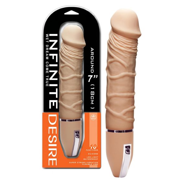 Infinity Desire - Vibrator din silicon cu 10 ritmuri (natural) 