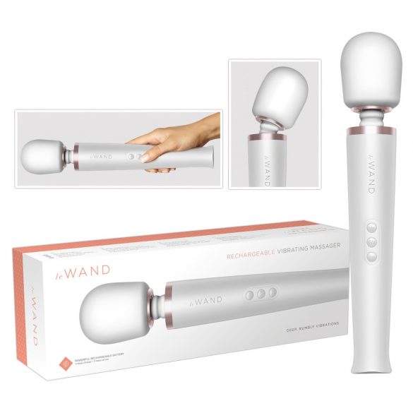 le Wand - vibrator de masaj exclusiv, cu acumulator (alb) 