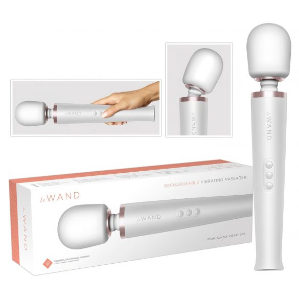 le Wand - vibrator de masaj exclusiv, cu acumulator (alb) 