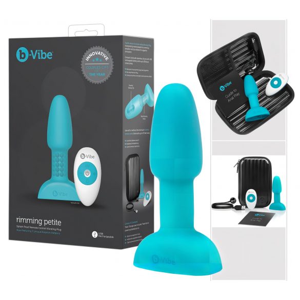 Vibrator anal cu bile rotative și rimming b-Vibe (turcoaz) 