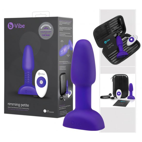 b-Vibe Rimming - vibrator anal cu bile rotative (mov)