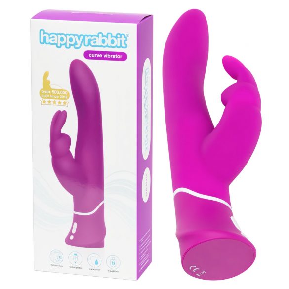 Happyrabbit Curve - vibrator pentru clitoris, rezistent la apă, cu acumulator (mov) 