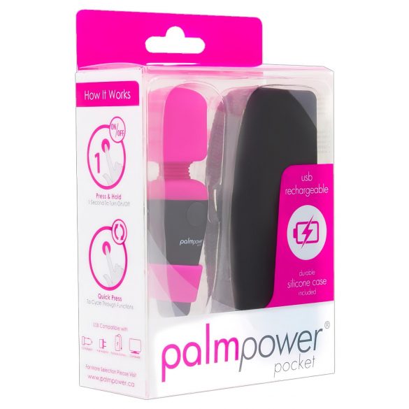 PalmPower Pocket Wand - mini vibrator pentru masaj (roz-negru)