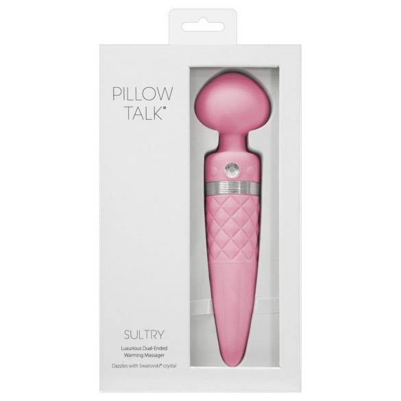 Vibrator de masaj Pillow Talk Sultry cu încălzire, 2 motoare - roz 