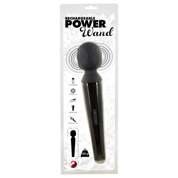 You2Toys Power Wand - vibrator de masaj, reîncărcabil (negru) 