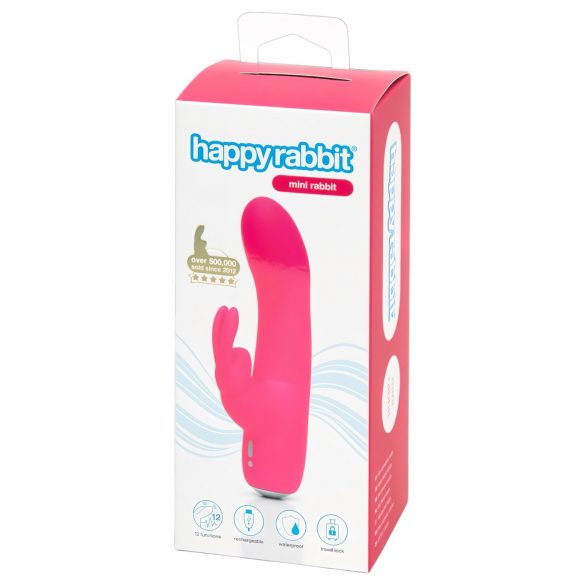 Happyrabbit Mini Rabbit - vibrator cu clitoridian și rezistent la apă (roz) 