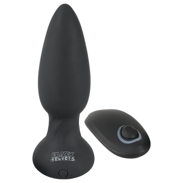 Velvet Negru - vibrator anal cu mărgele rotative (negru)