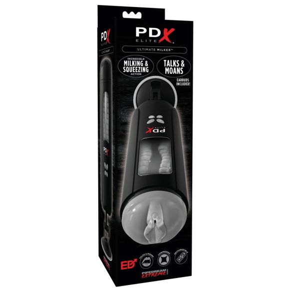 PDX Ultimate Milker - masturbator penis cu baterie (negru) 