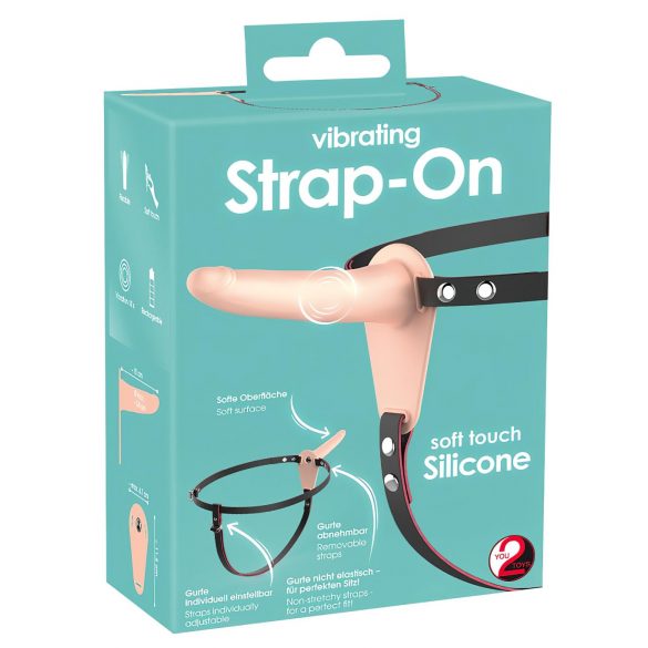 You2Toys - Vibrator cu acumulator și ham (natural) 