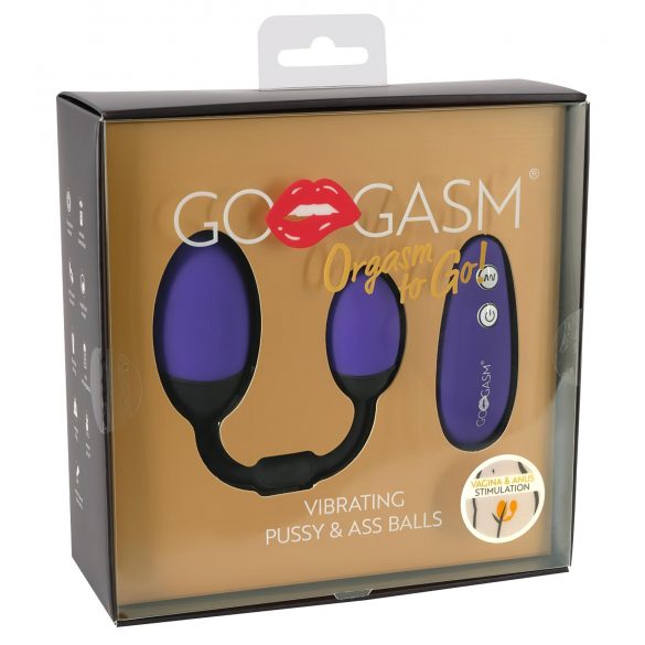 GoGasm Vagin & Fund - ou vibrator cu acumulator, radio (mov-negru) 