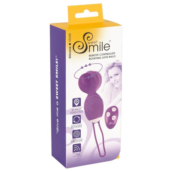 Ball Love SMILE - ou vibrator rotativ cu radio și baterie (mov) 