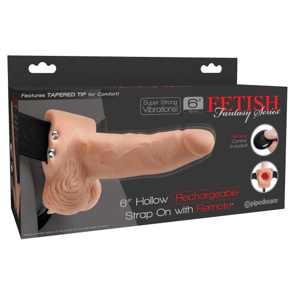 Strap-On Fetish 6 - vibrator gol cu telecomandă (natural) 