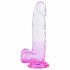 Dildo realist Sunfo cu ventuză - 22cm (translucid-lila) 