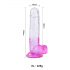 Sunfo - dildo realist cu ventuză, cu testicule - 22cm (transparent-mov)