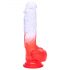 Sunfo - dildo realist cu ventuză - 21cm (transparent-roșu) 