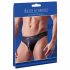 Svenjoyment - tanga masculin lucios cu fermoar și strasuri (negru)  - M