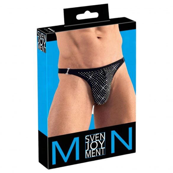 Tanga masculin cu strasuri Svenjoyment (negru) 