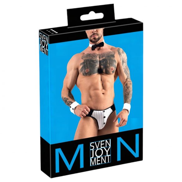 Svenjoyment - costum tanga de chelner pentru bărbați (negru-alb)  - M