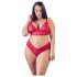 Cottelli Plus Size - set sutien din dantelă moale (roșu)