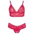 Cottelli Plus Size - set sutien din dantelă moale (roșu)