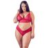 Set sutien din dantelă moale Cottelli, mărime mare (roșu)  - 2XL