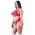 Cottelli Plus Size - set sutien din dantelă moale (roșu) - 2XL