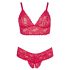 Set sutien din dantelă moale Cottelli, mărime mare (roșu)  - 2XL