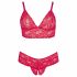 Set sutien din dantelă moale Cottelli, mărime mare (roșu)  - 2XL