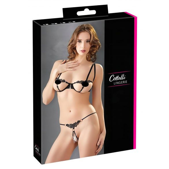 Cottelli - set sutien brodat strălucitor (negru) 