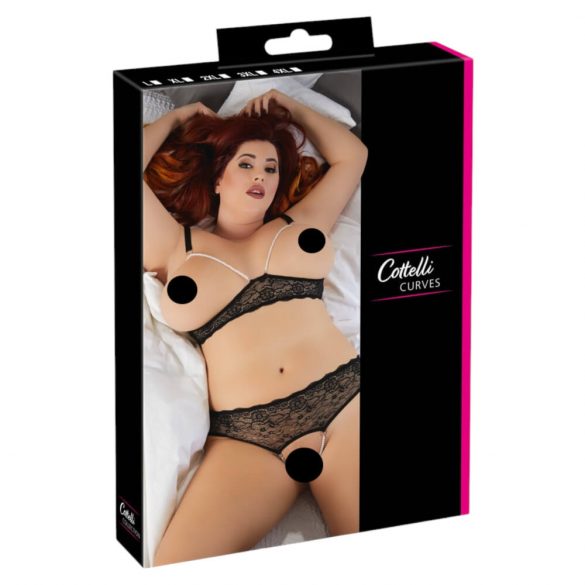 Set de sutien cu perle Cottelli Plus Size (negru)  - XL