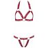 Cottelli - set sutien deschis cu inele metalice (burgund)  - M/L