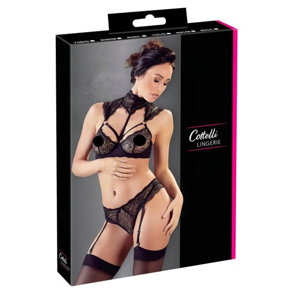 Cottelli - Set sutien cu dantelă și guler (negru)  - 80B/M