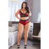 / Cottelli Plus Size - set sutien dantelă-satin (negru-roșu)